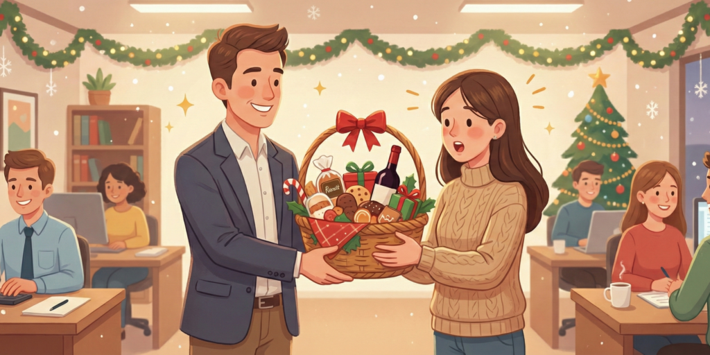 Tradiciones navideñas en España. Regalo de cesta de navidad. Aprender español online.